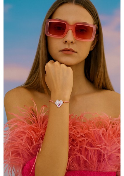 Pembe Kalpli Miyuki Boncuklu Ayarlanabilir Makrome Bileklik fiyatları