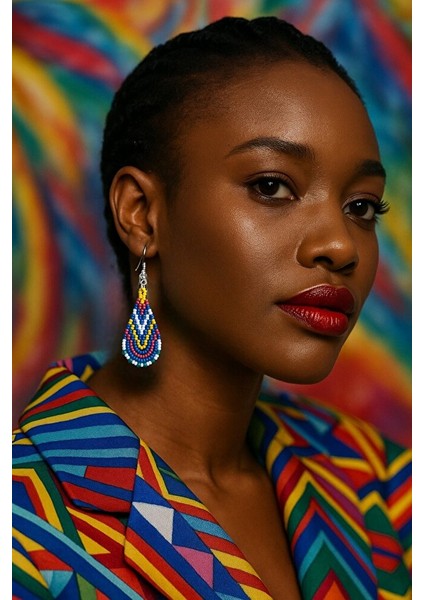 Bohem Tarz Renkli Gözyaşı Modeli Boncuk Küpe – El Yapımı fiyatları