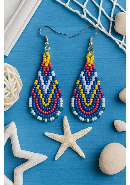 Bohem Tarz Renkli Gözyaşı Modeli Boncuk Küpe – El Yapımı fırsatları