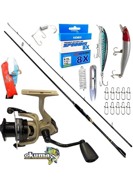 Okuma Outrax 3000 274CM 8-42GR Oslo Zen Pro Rapala Maket Balık Spin Olta Takımı Seti