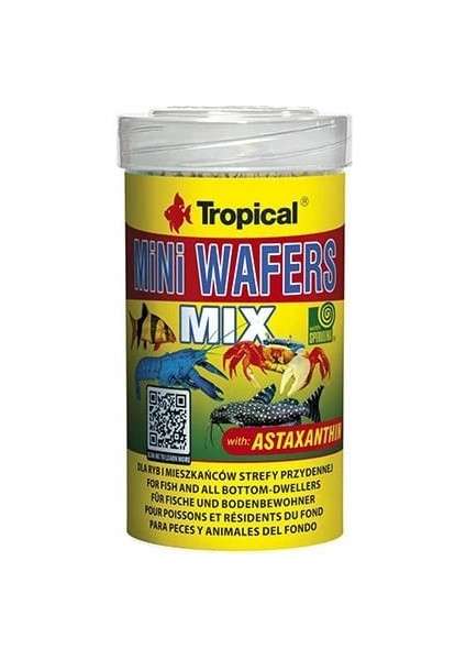 Tropical Mini Wafers Mix Balık ve Deniz Kabukluları Için Yem 100 ml 55 gr