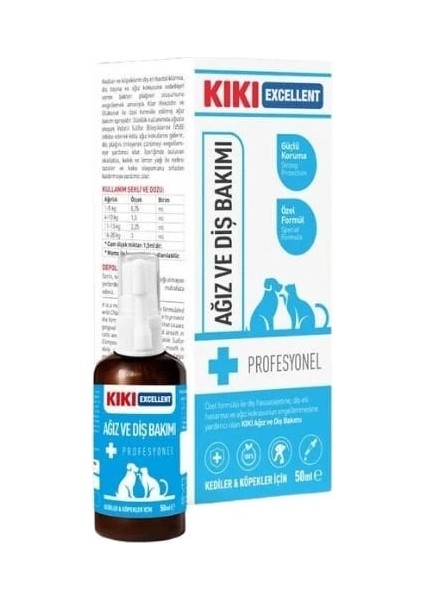 Kiki Excellent Kedi ve Köpekler Için Ağız ve Diş Bakım Spreyi 50 ml