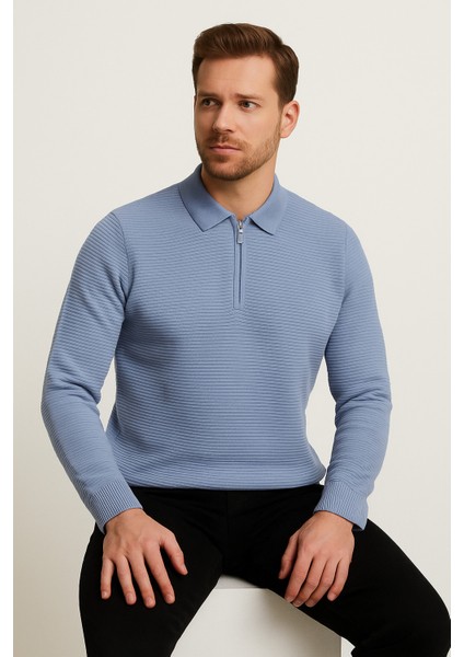 Erkek Fermuarlı Polo Yaka Kazak 732 fırsatları