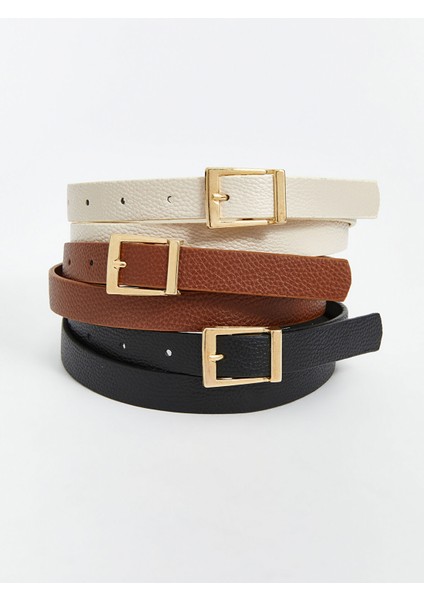Yeni Sezon Deri Görünümlü Kadın Kemer 3'lü