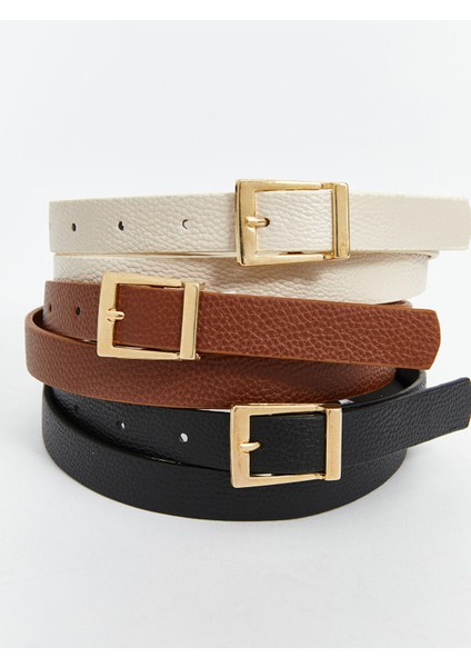 Yeni Sezon Deri Görünümlü Kadın Kemer 3'lü indirimleri