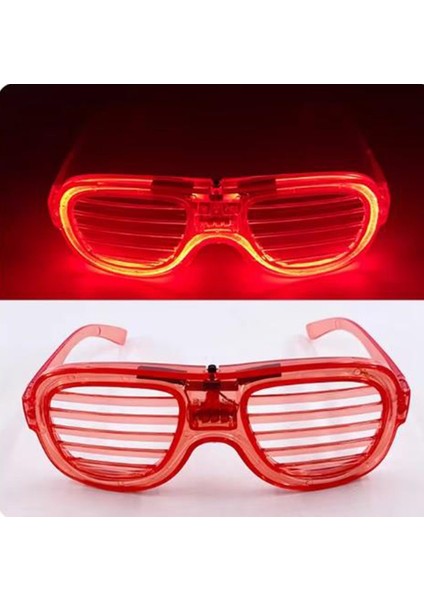 Kırmızı LED Işıklı Parti Gözlüğü - Neon Glow Şerit Gözlük 3 Modlu indirimleri