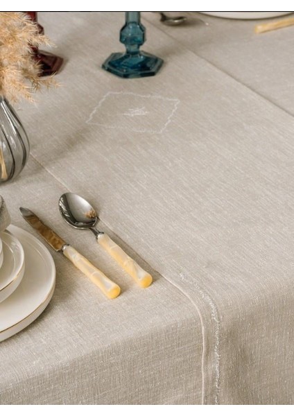 Toprak 8 Parça Keten Masa Örtüsü modelleri