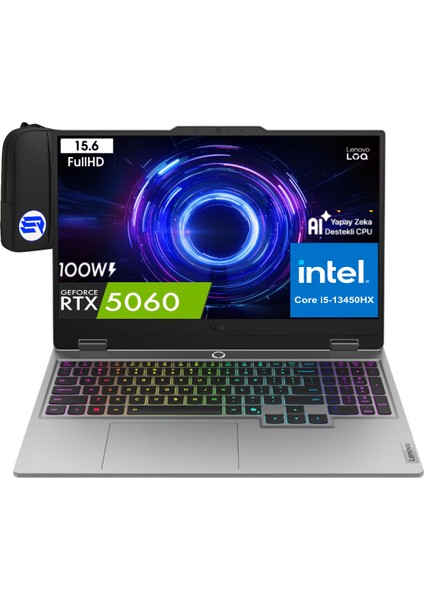 Loq 15IRX10 83JE00ENTREP3 I5-13450HX 24GB Ram 1tb SSD RTX5060 15.6" Fhd 144Hz WIN11 Pro + Elektropasaj Çanta