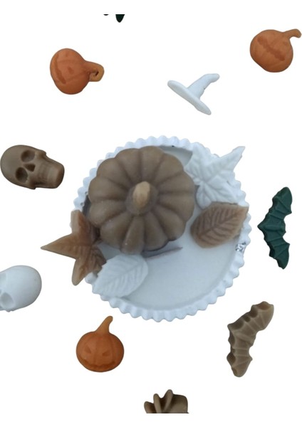Gümüş Varaklı, Taş Tozundan Yapılmış Ahşap Fitilli Çikolata Esanslı Yaprak ve Kabak Mum