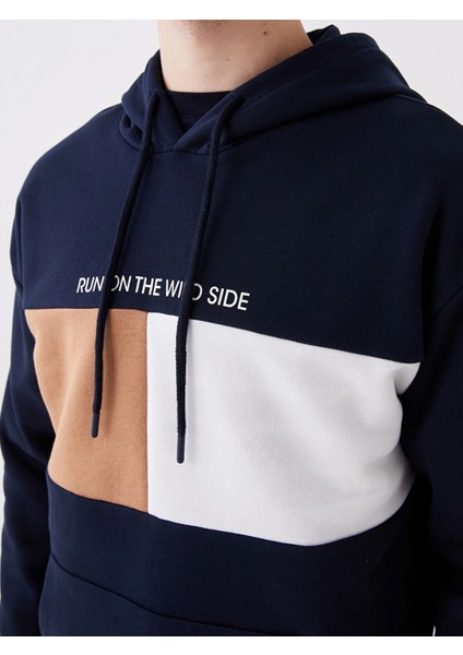 Xsıde Lacivert Uzun Kollu Baskılı Erkek Kalın Hoodie fırsatları