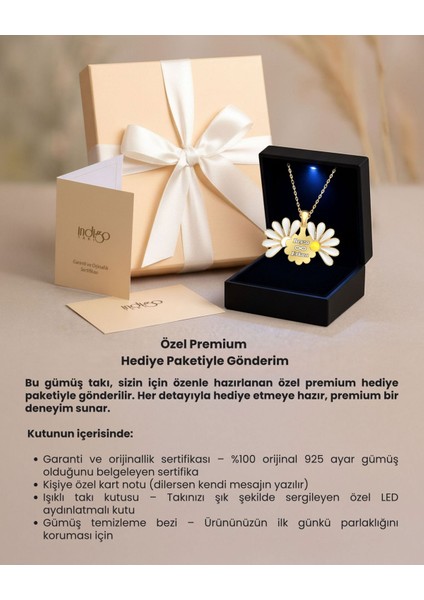 Isimli Açılan Papatya Premium Hediye Kutulu Gümüş Kolye fiyatları
