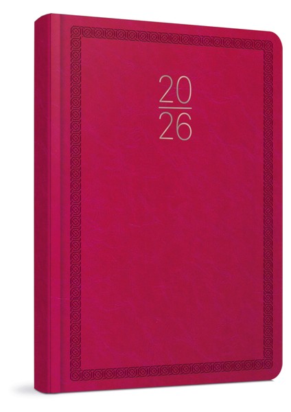 2026 112-EKK Iplik Dikişli Sert Kapak 17X24 Günlük Kasa Ajandası (Pazar Günleri Tek Sayfada) Kırmızı