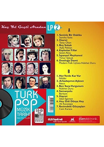 Kültür Sanat Lp-Türk Pop Muzik Tarihi 1960-70&APOS;LI Yıllar - 2- Kac Yil Gecti Aradan Vol:2 Lp modelleri