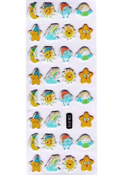 Sticker Kabartmalı Sticker Defter Planlayıcı Etiket (CB513) 16X7 Cm- Ay Güneş Gökkuşağı fiyatları