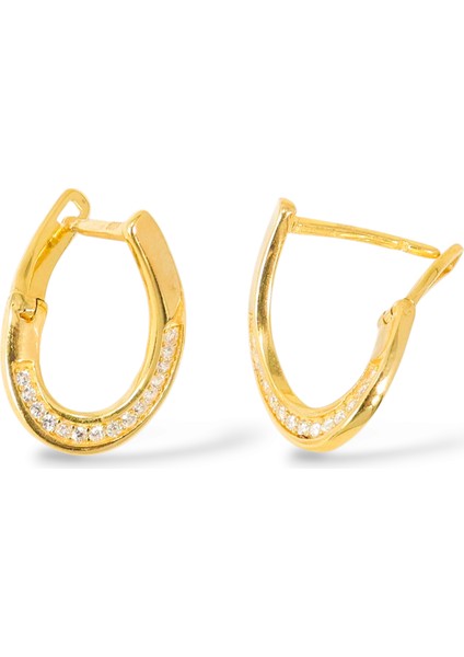 925 Ayar Gümüş Sarı Altın Kaplama Zirkon Taşlı Zarif Kadın Küpe fiyatları