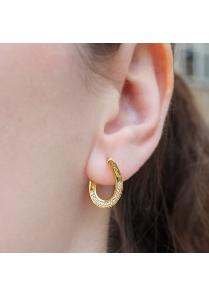 925 Ayar Gümüş Sarı Altın Kaplama Zirkon Taşlı Zarif Kadın Küpe modelleri