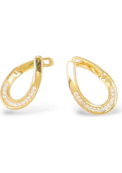 925 Ayar Gümüş Sarı Altın Kaplama Zirkon Taşlı Zarif Kadın Küpe fırsatları