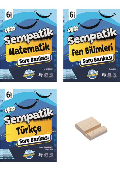 6. Sınıf Sempatik Matematik Fen Bilimleri ve Türkçe Soru Bankası 3lü Set + Telefon Standı