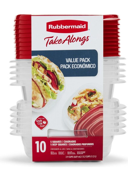 Takealongs 10 Parça Gıda Saklama Kabı Seti – 2.9 Kap (Kırmızı), Mikrodalga ve Bulaşık Makinesi Uyumlu, Bpa Içermez fiyatları