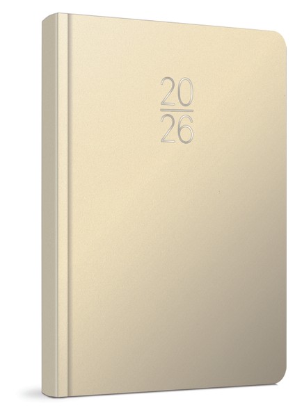 2026 107-ECK Iplik Dikişli - Sert Kapak 17X24 Günlük Beyaz Ajanda Krem