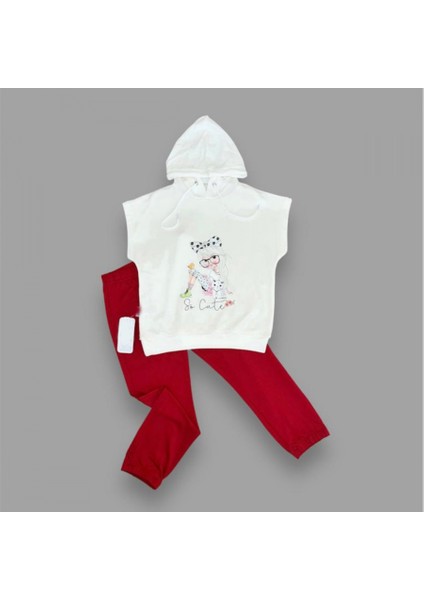 3-4-5 Yaş Kapşonlu Sevimli Kız Baskılı Kısa Kolu 2li Kız Erkek Çocuk Takımı fiyatları