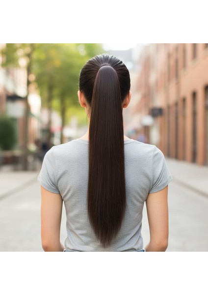 Tokalı Düz At Kuyruğu / Koyu Kahve