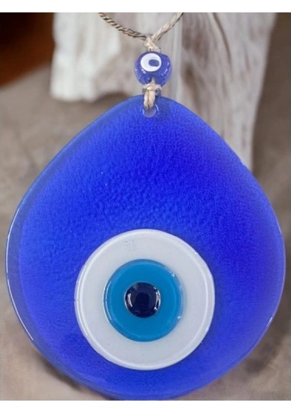 Mavi Nazar Boncuklu Şeffaf Mavi Renk Nazar Boncuklu Damla Desen El Yapımı Duvar Süsü fırsatları