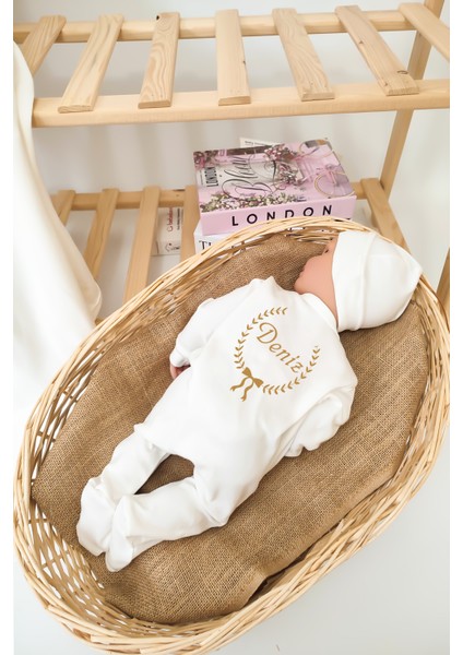 Kız Erkek Bebek %100 Pamuk Isime Özel Organik Baskılı Hastane Çıkışı Isimli Fırca Hediye Set STL7090 fırsatları