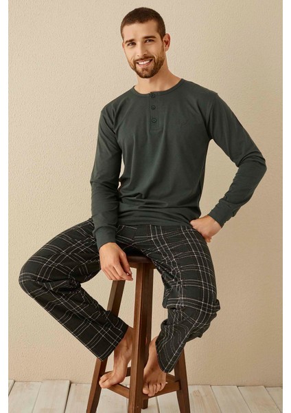 Erkek Aydoğan Modal Uzun Kol Pijama Takımı 3341 HAKI01 fırsatları
