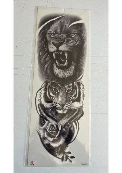 Aslan Kaplan Gül 1 Hafta Kalıcı Tam Kol Bacak Yapıştırma Geçici Dövme 46 cm