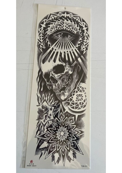 Iskelet Mandala 1 Hafta Kalıcı Tam Kol Bacak Yapıştırma Geçici Dövme 46 cm