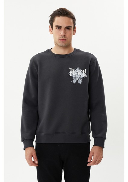 Esw 2757-D Black Sırt Baskılı Bisiklet Yaka Şardonlu Erkek Kalın Sweat Siyah fiyatları