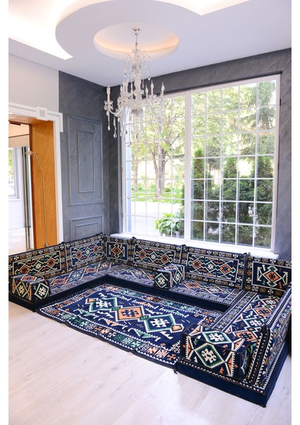 Şark Köşesi Takımı Konsepti Lacivert Anadolu Modeli Koltuk Takımı Sünger Dahil (15 Parça) fiyatları