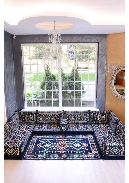 Şark Köşesi Takımı Konsepti Lacivert Anadolu Modeli Koltuk Takımı Sünger Dahil (15 Parça) modelleri