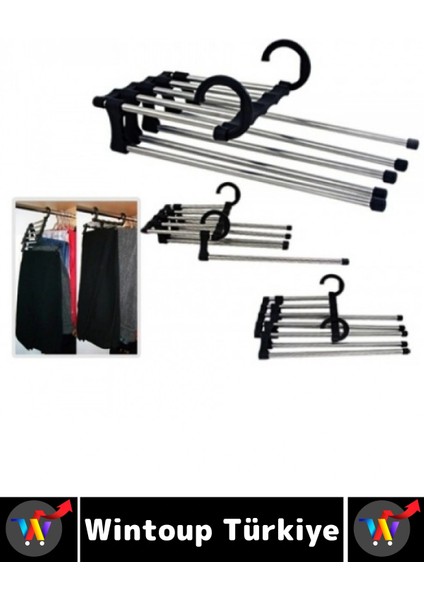 Kompakt Yer Tasarrufu Kemer Pantolon Eşarp Gardırop Dolap 5 In 1 Hareketli Pantolon Askılığı 2 Adet modelleri