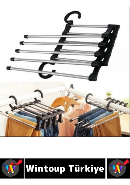 Kompakt Yer Tasarrufu Kemer Pantolon Eşarp Gardırop Dolap 5 In 1 Hareketli Pantolon Askılığı 2 Adet fırsatları