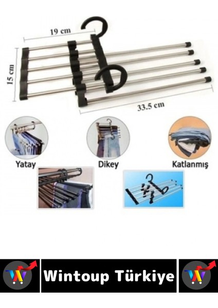 Kompakt Yer Tasarrufu Kemer Pantolon Eşarp Gardırop Dolap 5 In 1 Hareketli Pantolon Askılığı 2 Adet indirimleri