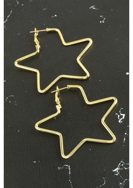 Wizard Yıldız Trend Küpe 5,5 Cm-Sarı