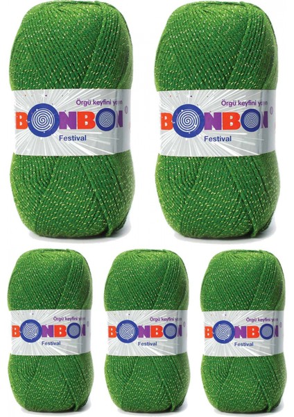5 Adet Festival Simli Örgü Ipi Yünü Renk NO:235
