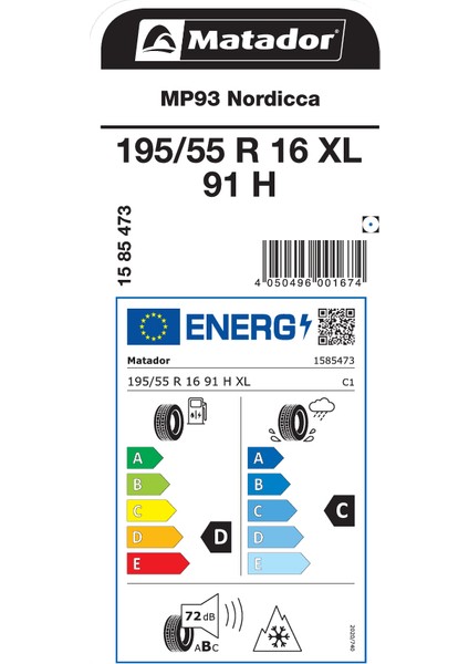 195/55R16 91H Xl MP93 Oto Kış Lastigi Üretim YILI:2025 fiyatları