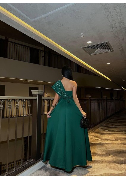 Tek Omuz Gece Elbisesi 583155 Zümrüt fırsatları