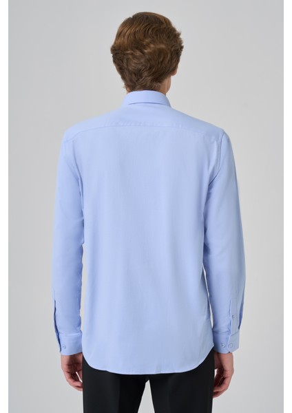 Erkek A. Mavi Slim Fit Sert Yaka Gömlek indirimleri