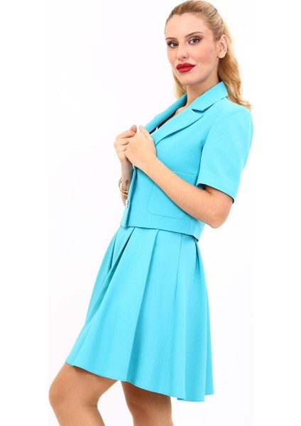 Erkek Yaka Kısa Ceket-Turkuaz modelleri