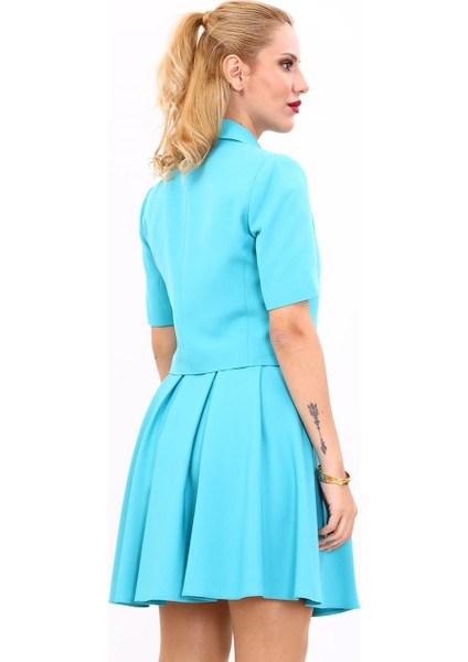 Erkek Yaka Kısa Ceket-Turkuaz fırsatları