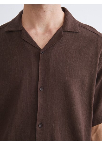 Yeni Sezon Regular Fit Resort Yaka Keten Karışımlı Erkek Gömlek modelleri