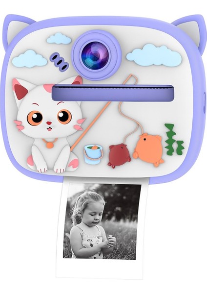 Kedi Temalı Anında Baskılı Çocuk Kamerası Print Kamera | Çift Kamera, 2,0″ Ekran, Silikon Kılıf fiyatları