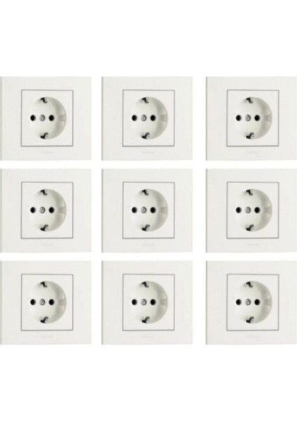 Grano Beyaz Topraklı Priz 9'lu Paket (Çerçeve Dahil) fırsatları