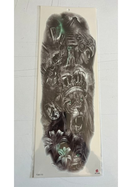 Prens Aslan 1 Hafta Kalıcı Tam Kol Bacak Yapıştırma Geçici Dövme 46 cm