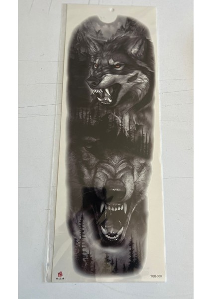 Bozkurtlar 1 Hafta Kalıcı Tam Kol Bacak Yapıştırma Geçici Dövme 46 cm