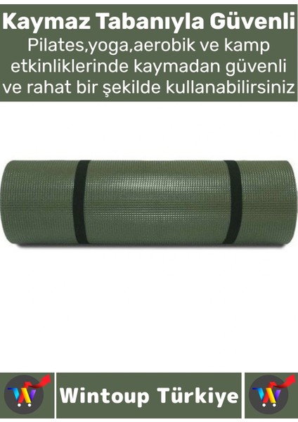 Dayanıklı Kamp Outdoor Yoga Pilates Su Geçirmez 12 mm Kalın Köpük 180 x 60 cm Askeri Haki Mat 2 Adet modelleri